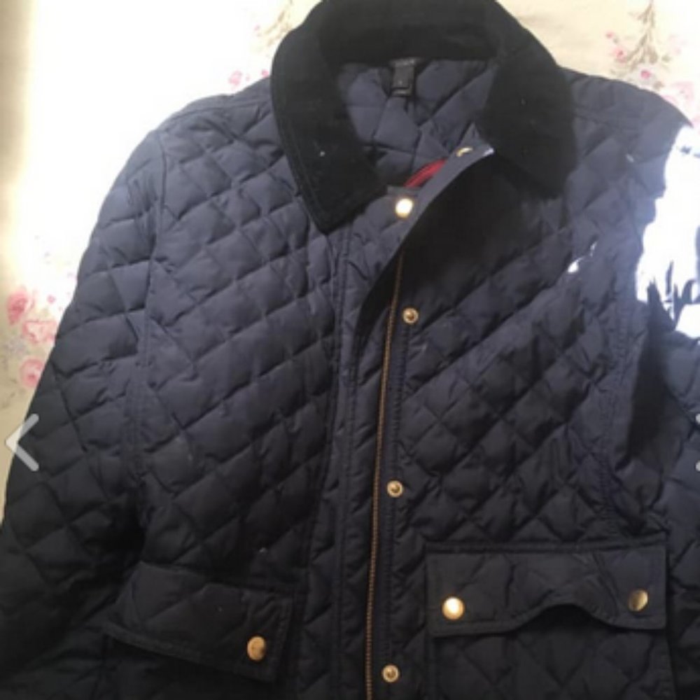 J Crew Navy Quilted Jacket